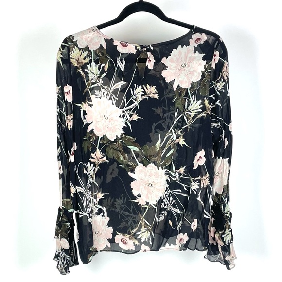 Lucky Brand Women's Floral Ruffle Sleeve Top 1123 - Picture 3 of 5